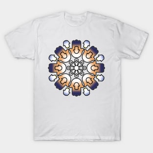 Blue Orange Hamsa Mandala T-Shirt